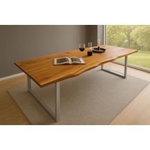 Bild für Esstisch Baumkante massiv Akazie natur 260 x 100 silber QUINN 80663592