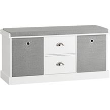 Bild für Schuhbank mit Sitzfläche und 2 Schubladen Holz Weiß FSR66-HG