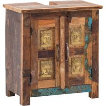 Bild für Waschbeckenunterschrank Holz massiv braun 52x60x30 cm massivum Sumana Altholz Bad-Unterschrank Boho-Stil Shabby-Chic Buddha Design