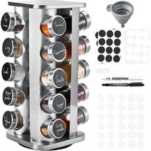 Bild für SAEIV Quadrat Gewürzregal 20 Gewürzgläser Edelstahl 360° Drehbar Küchen