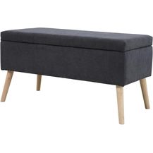 Bild für SVITA DAISY Gepolsterter Hocker mit Stauraum Sitzbank Sitzhocker Fußhocker Ottomane Stoffbezug Dunkelgrau