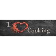 Bild für vidaXL Küchenteppich Waschbar Cooking Schwarz 45x150 cm Samt 136549