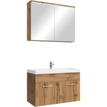 Bild für Badezimmer Badmöbel Set Paso 02 80cm Waschbecken Eiche