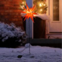 Bild für Haushalt International LED-Stern für außen LED Gartenstecker PVC Stern orangerot, 1x warmweiß LED, Timer, Maße: (H)