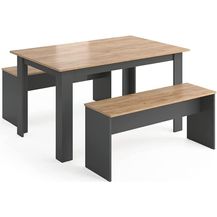Bild für Esstisch Set Sentio Anthrazit 140 x 90 cm mit 2 Bänken Vicco