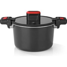 Bild für GOURMETmaxx Schnellkochtopf Energiespartopf Aluminium 5,8l schwarz/rot, (2-tlg)