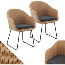 Bild für Juskys Rattan Korbsessel Cody 4er Set mit Kissen