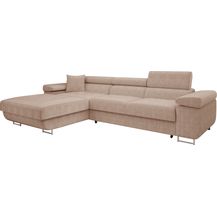 Bild für Ecksofa Torezio Mini Cord mit Bettkasten, Schlaffunktion und Einstellbare Kopfstützen (Farbe: Poso 52, Seite: Links)