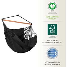 Bild für La Siesta Hängesessel Kingsize HABANA onyx schwarz aus Bio-Baumwolle Hängestuhl