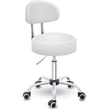 Bild für TRESKO® Rollhocker mit Lehne Weiß 