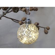 Bild für Weihnachtsschmuck Weihnachtskugel Glitzer LED Glas 8cm Chic Antique 51891-20