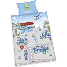 Bild für Baby Flanell Bettwäsche-Set Polizei 100x135 und 40x60 cm 100% Baumwolle