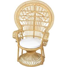 Bild für Pfauenthron aus Rattan beigefarben mit Kissen