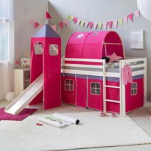Bild für Kinderbett Hochbett Spielbett Kinderhochbett Vorhang Rutsche Turm