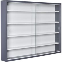 Bild für Inter Link Sammlervitrine Hängevitrine Wandregal Glasvitrine Wandvitrine Hängeregal Schaukasten in Grau und Weiss