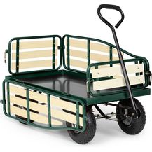 Bild für \"Ventura Handwagen Bollerwagen Schwerlast 300 kg wetterfest Stahl WPC schwarz Dunkelgrün\"