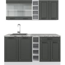 Bild für Singleküche R-Line Anthrazit Landhaus/Weiß 160 cm ohne Arbeitsplatte Vicco