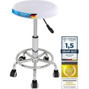 Ergonomie rollbarer Arbeitshocker Drehhocker Barhocker Praxishocker Rollhocker höhenverstellbar, weiß