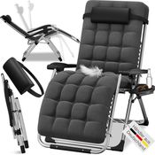 ELONEO Gartenliege mit extra dicker Auflage inkl. Nackenkissen & Getränkehalter, 1 St, Sonnenliege klappbar, 3-stufig verstellbar, bis 200 kg