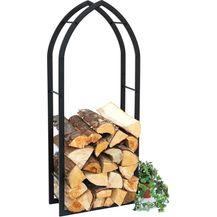 Bild für Kaminholzregal Innen Schwarz Metall Kaminholzständer MOS 123 cm Holzkorb Kaminholzhalter Feuerholzregal Holzregal