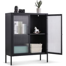 Bild für Coemo Highboard Tokio aus Metall mit Glastüren Schwarz