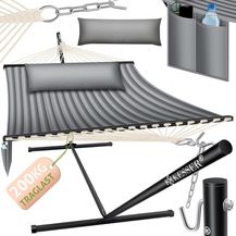 Bild für KESSER® Hängematte HILL mit Gestell Kissen Doppelhängematte für 2 Personen-Stabiler Rahmen -200kg Belastbarkeit Indoor & Outdoor XXL Hängesessel Doppel Mehrpersonen Garten Pool Balkon Terrasse Grau