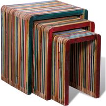 Bild für vidaXL 3-tlg. Satztisch-Set Mehrfarbig Altholz Teak 241717