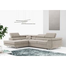 Bild für Ecksofa L-Form Couch mit Schlaffunktion und Verstellbare Kopfstützen