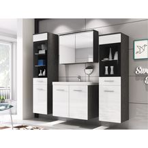 Bild für Badmöbel-Set Madrit II (Farbe: Matera / Weiß Hochglanz, mit Siphon, mit weißer LED Beleuchtung)