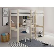 Lüttenhütt Hochbett Stockbett, Kinderbett, "ROBIN " FSC® zertifiziertes Massivholz mit Schreibtisch und Regalen