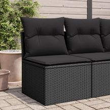 Bild für vidaXL Gartensofa ohne Armlehnen mit Kissen Schwarz Poly Rattan 365961