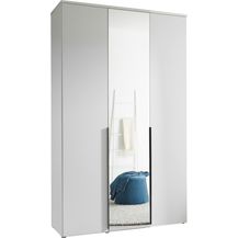 Bild für Drehtürenschrank >Kevo< 2 Böden, 2 Stangen, Spiegel, Weiß, Dekor