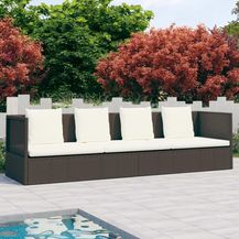 Bild für vidaXL Garten-Sofabett mit Kissen Poly Rattan Braun 49392