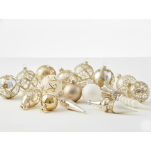 Bild für Weihnachtskugel 70er Set FLICKER Glas Gold