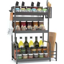 Bild für FEXPLENDID Küchenregal 63x49cm Stahl Gewürzregal stehend 3-Lagen Schwarz