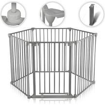 Bild für Baby Vivo Kaminschutzgitter 380 cm XXL / Absperrgitter 5+1 mit Tür in Stahlgrau (5 Elemente und eine Tür)