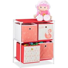 Bild für Relaxdays 'Schwan' Kinderregal mit 4 Boxen weiß/rot