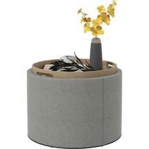 Bild für HOMCOM Sitzhocker Ottomane Runder Sitzhocker mit Stauraum, Klappdeckel (56 x 42 x 42 cm Runder Fußhocker mit Leinenoptik, 1 St, Polsterhocker mit Stauraum)