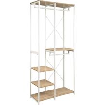 Bild für Garderoben- & Kleiderständer 4 Ablagen aus Holz & Metall weiß-eiche hell