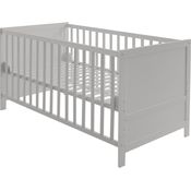 roba Gitterbettt 70 x 140 - 3-fach höhenverstellbar - 3 Schlupfsprossen - Babybett umbaubar - Holz taupe