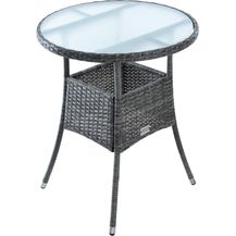 Bild für Beistelltisch Tisch Polyrattan Gartentisch Rattan Balkontisch Rund Anthrazit