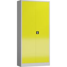 Bild für Aktenschrank Metallschrank 2 Türen 4 Fachböden 1945 x 920 x 420 mm lichtgrau/zinkgelb