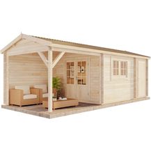 Bild für Alpholz Gartenhaus Burgsee-40 Gartenhaus aus Holz in Braun Holzhaus mit 40 mm Wandstärke inklusive Terrasse Blockbohlenhaus mit Montagematerial