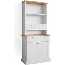 Bild für Vicco Küchenvitrine Kommode Küchenregal Bergamo Weiß Eiche Küchen Schrank 83x84 cm Vintage Ablage Schublade Schranktür Anrichte Küchenmöbel