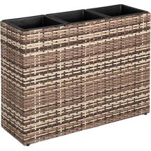 Bild für Hochbeet Polyrattan Blumenkübel Pflanzkübel Rattan Blumentopf Set Beige-Braun