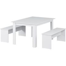 Bild für Esstisch Set Sentio Weiß 137.6 x 92.8 cm mit 2 Bänken Vicco