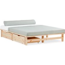 Bild für Palettenbett 140x200 cm mit Bettkasten 2er Set Lattenrost Holzbett Natur Palettenmöbel Bett