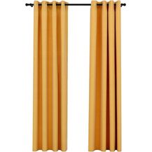 Bild für vidaXL Verdunkelungsvorhänge Ösen Leinenoptik 2 Stk. Gelb 140x225 cm 321193