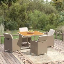 Bild für vidaXL 5-tlg. Garten-Essgruppe mit Kissen Poly Rattan Beige 3095527