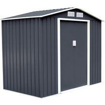 Bild für COSTWAY Metall Gerätehaus 277 x 191 x 192 cm Gartenhaus Geräteschuppen mit Metallfundament mit Satteldach dunkelgrau